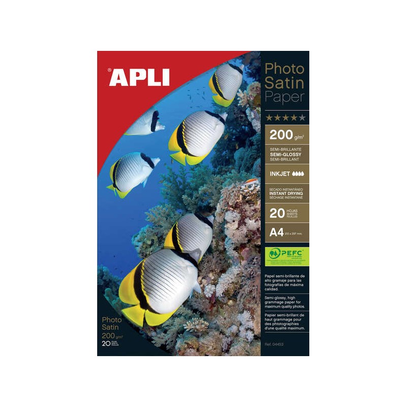 Carta fotografica Apli Photosatin A4 200g 20 Fogli