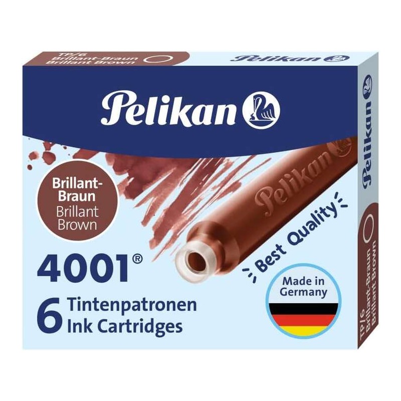 Pelikan Scatola di 6 cartucce 4001 TP/6 Inchiostro di alta qualità - Compatibile con le penne stilografiche - Colore ma