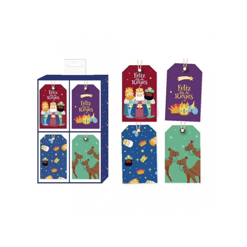 Bismark Confezione da 24 etichette regalo da appendere - 4 disegni natalizi - incluso cordino