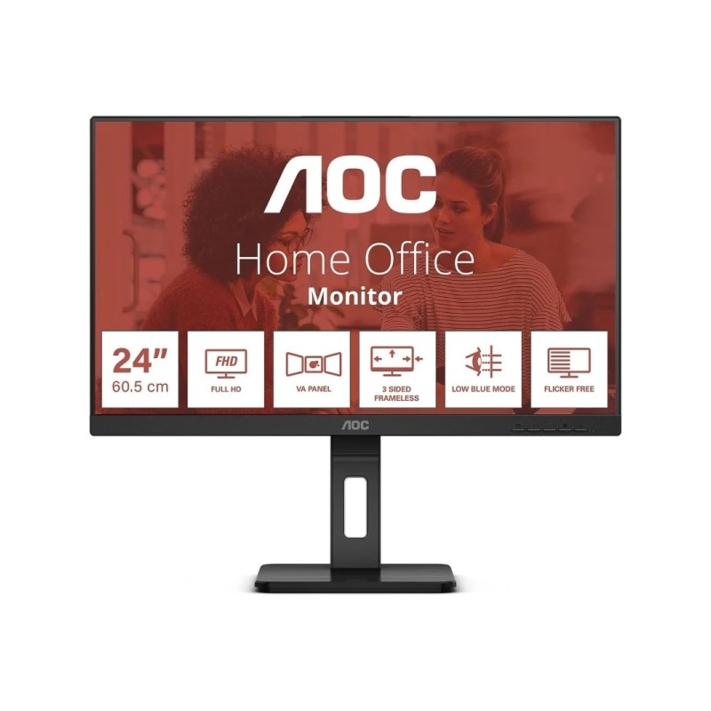 Monitor AOC 24 LED IPS FullHD 1080p 75Hz - Risposta 4ms - Regolabile in altezza - Angolo di visione 178° - Altoparlanti