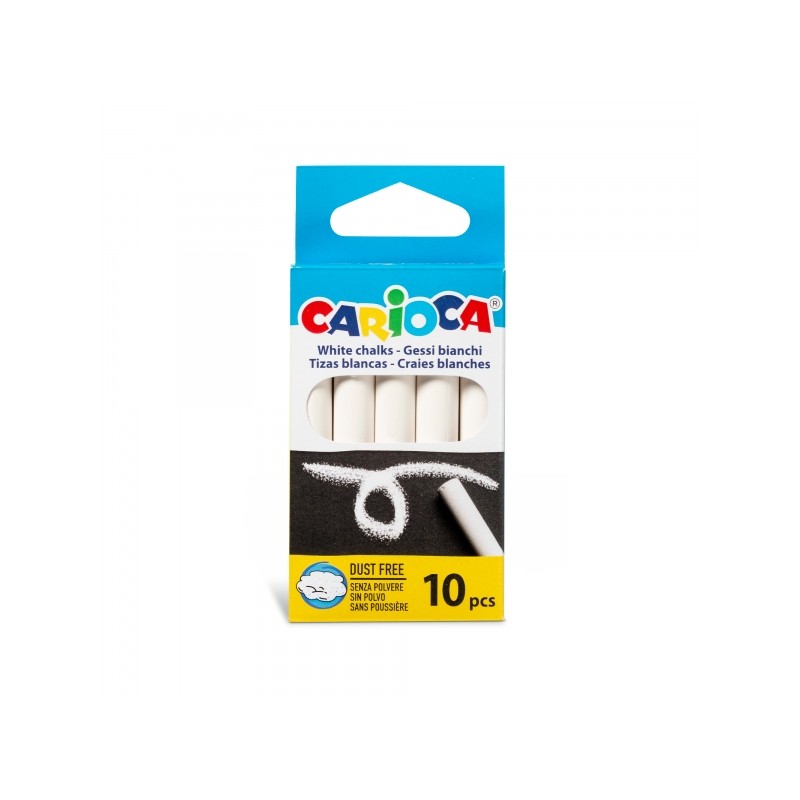 Carioca Confezione da 10 gessetti standard - Senza polvere - Colori brillanti - Lavabili - Facili da cancellare - Colore