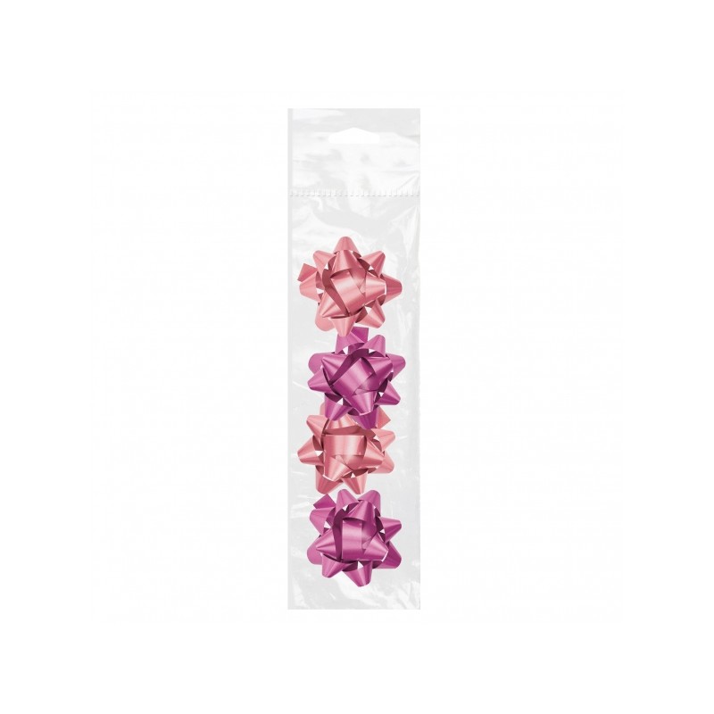 Dohe Chic Confezione da 4 fiocchi regalo - A forma di stella - Misura 6.5 cm - Colore rosa