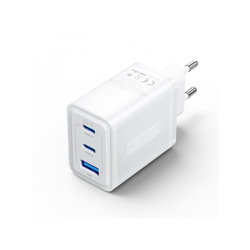 Vention Caricatore da parete GaN 3 porte USB (C + C + A) (65W/65W/30W) - UE - Colore nero