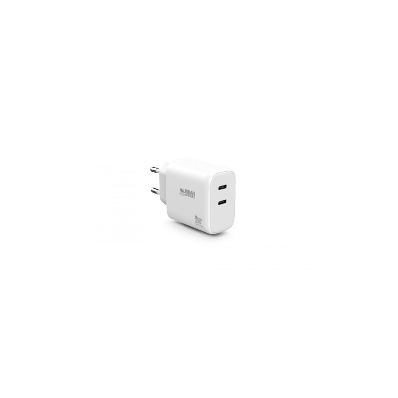 Urban Factory Power Caricatore USB-C GaN 65W USB-C - 1 porta USB-C da 45W + 1 porta USB-C da 20W - Bianco