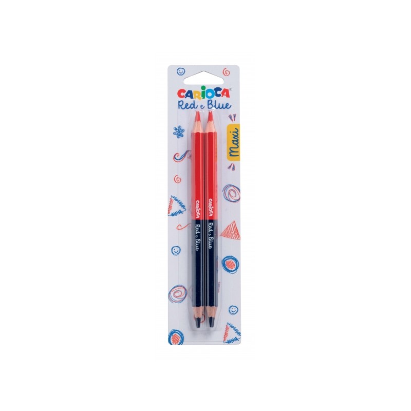 Carioca Maxi Blister 2 matite - Fusto esagonale laccato - Mina Ø 5 mm - Colore nero/rosso