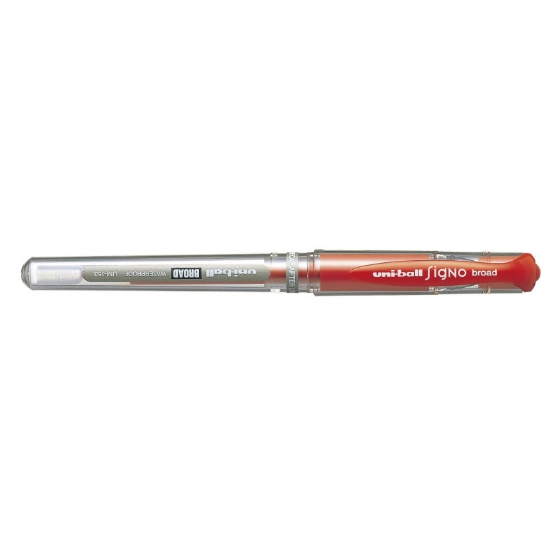 Uni-ball Signo Broad UM-153 Rollerball a inchiostro gel - Penna a sfera 1mm - Impugnatura in gomma - Colore rosso