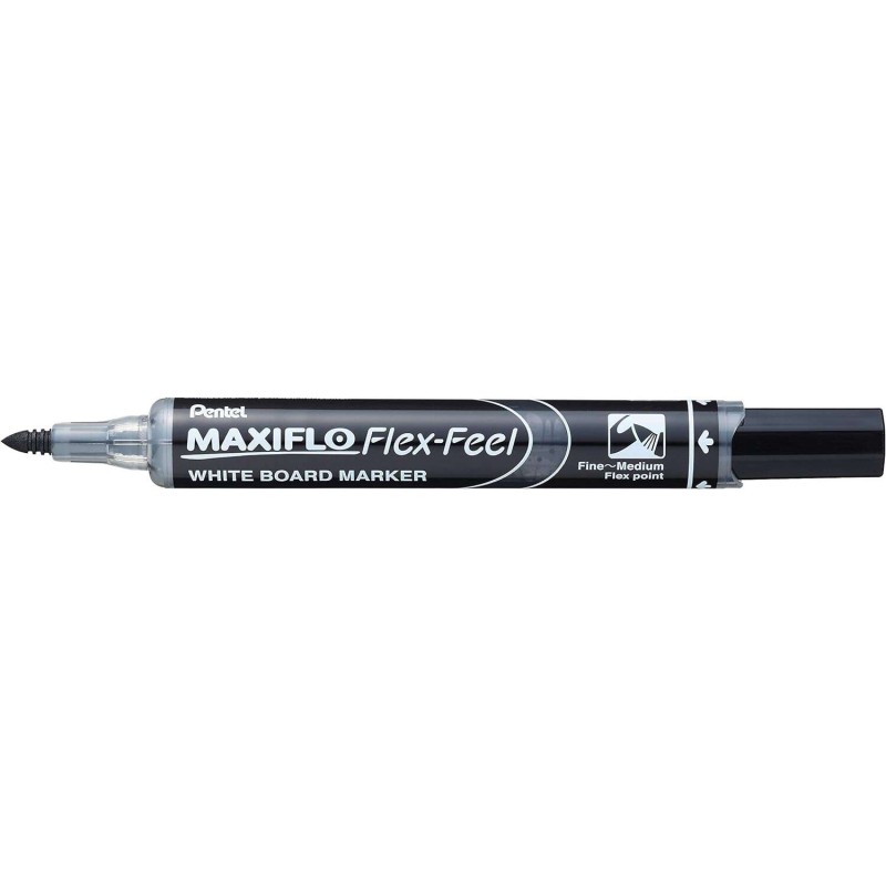 Penna per lavagne bianche Pentel Maxiflo Flex-Feel - Punta flessibile da 4.6 mm - Tratto da 1 a 5 mm - Erogazione a pist