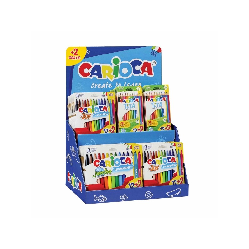 Espositore da tavolo Carioca da 48 unità assortite 12+2 gratis - Colori assortiti