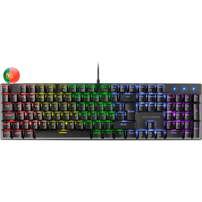 Tastiera meccanica RGB Mars Gaming MK422 - Tecnologia antipolvere - Effetti luminosi arcobaleno - Tasti ultraresistenti 