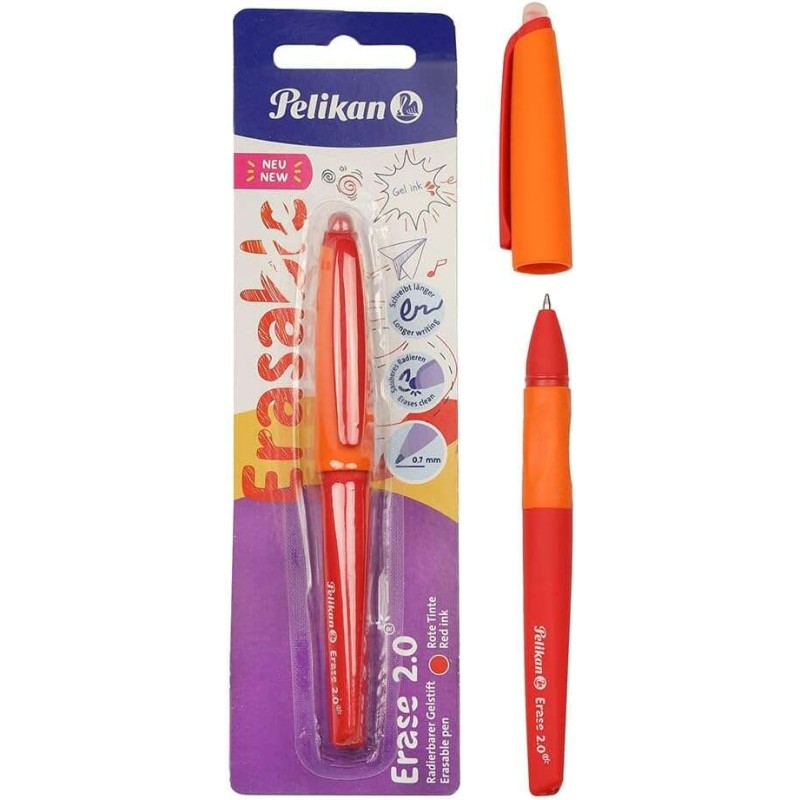 Penna a sfera Pelikan Erase 2.0 da 0.7 mm - Impugnatura ergonomica - Inchiostro a lunga durata - Design fresco e diverte