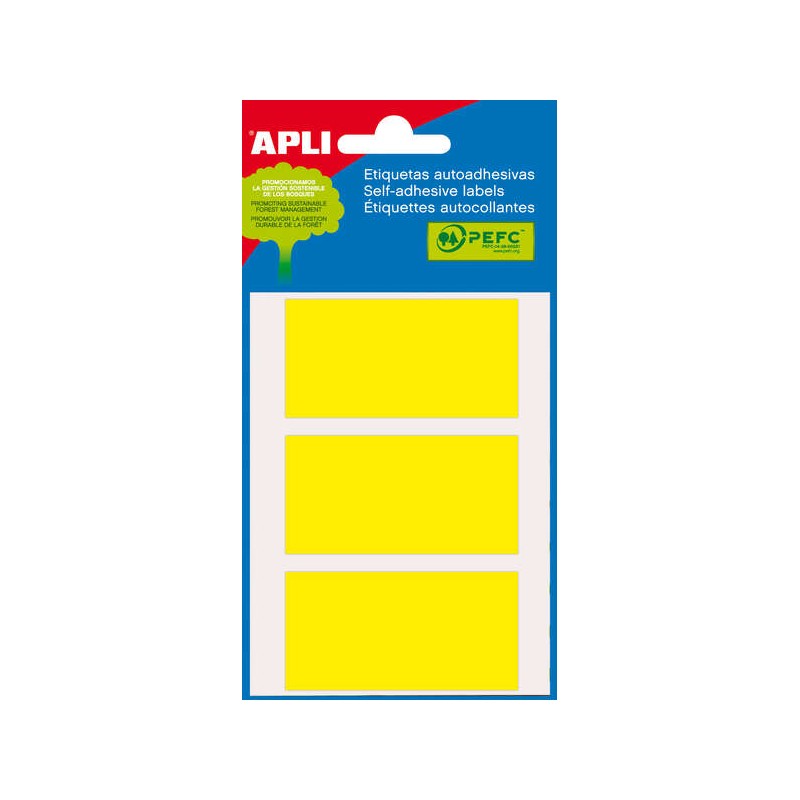 Apli Mini sacchetto di 15 etichette rettangolari 34x67 mm - 5 fogli per 3 etichette - Adesivo permanente - Bordi smussat