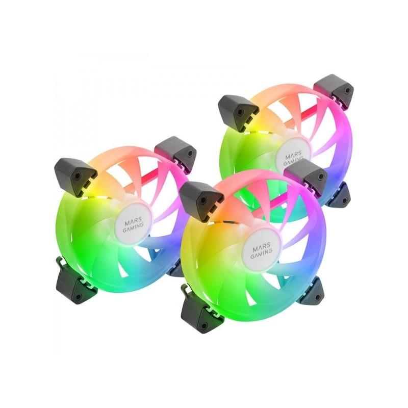 Mars Gaming MF-3A ARGB Fan Kit - Illuminazione a 360º senza cornice - Effetti arcobaleno ARGB - Tecnologia FDB ultra si