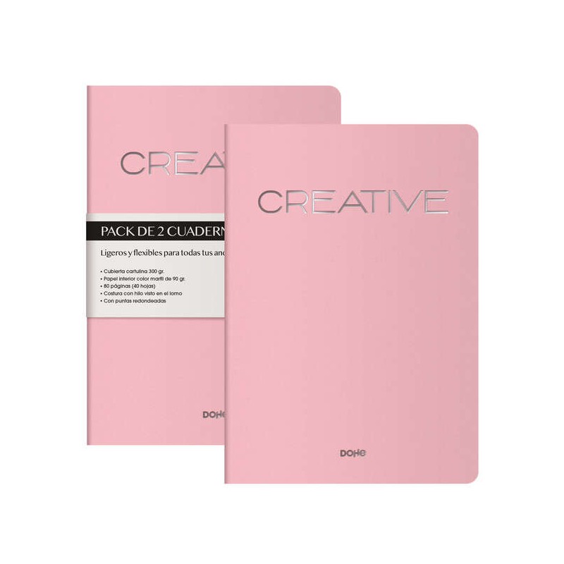 Dohe Creative Notebook Taccuino A4 40 fogli lisci - Carta tamponata 90 g/m2 - Copertina in cartoncino 300g/m2 - Colore r