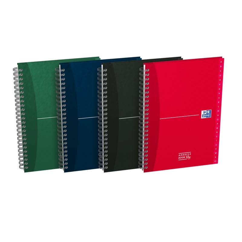 Oxford Office Essentials Taccuino A5 con copertina rigida - Indice telefonico - 90 fogli - Colori assortiti