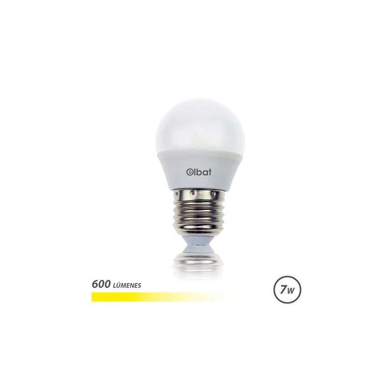 Lampadina LED Elbat - Potenza: 7W - Lumen: 600 - Tipo di luce: 3000K Luce calda - Base: E27 - Angolo: 220º - Dimensioni