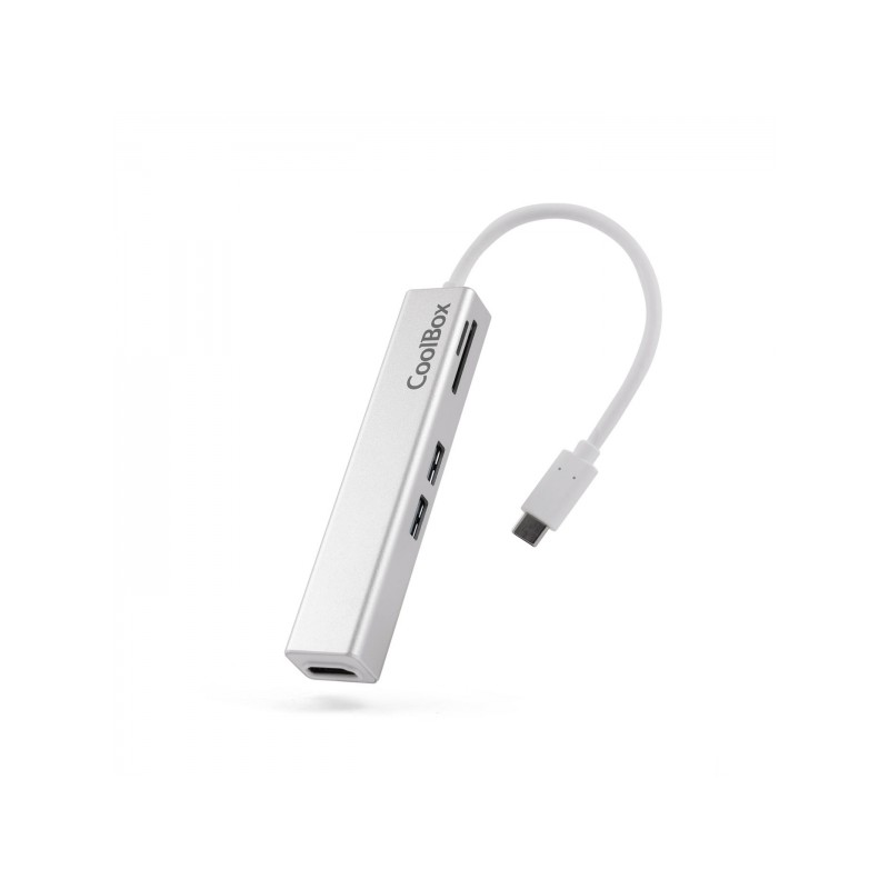 Coolbox miniDock 5 in 1 da USB-C a HDMI /2xUSB3.0/1xMicroSD/1xSDPD - 0.14 m - Colore Grigio metallizzato