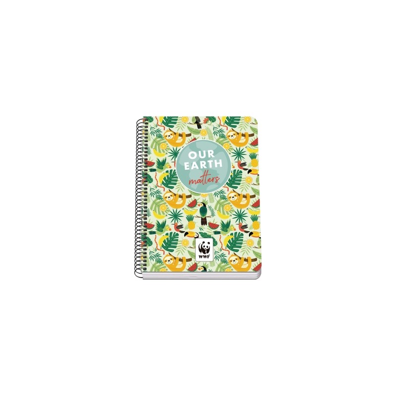 Taccuino a spirale Dohe WWF Tropic A5 80 fogli con griglia da 4 mm con margine - Copertina rigida stampata a colori e la
