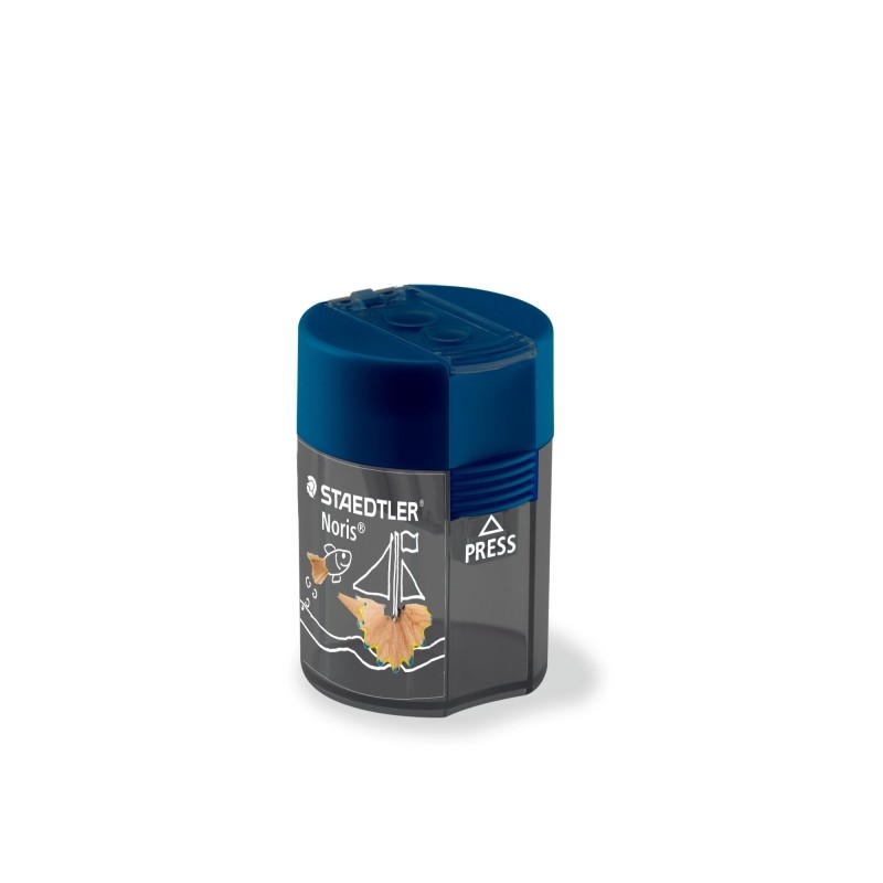 Staedtler 512 F Temperamatite a 2 fori con serbatoio - Per matite da 8.2 mm e 10.2 mm - Blu