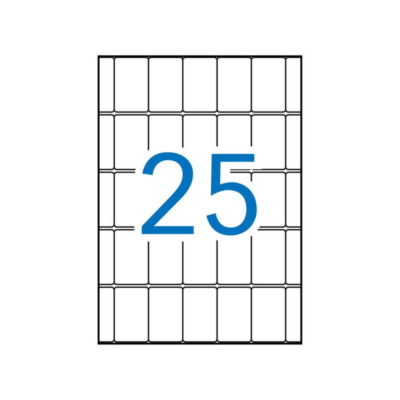 Apli Confezione da 375 etichette rettangolari 25x40mm - 15 fogli A5 per 25 etichette - Adesivo permanente - Bordi smussa