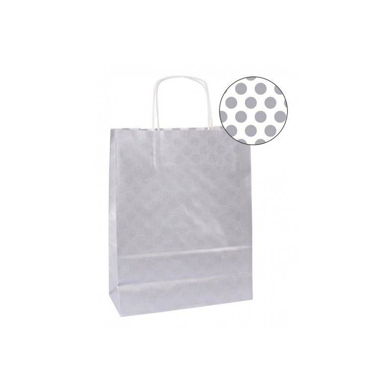 Apli Confezione da 50 sacchetti Kraft - Resistenti - Manici arricciati - Riutilizzabili e riciclabili - Colore argento