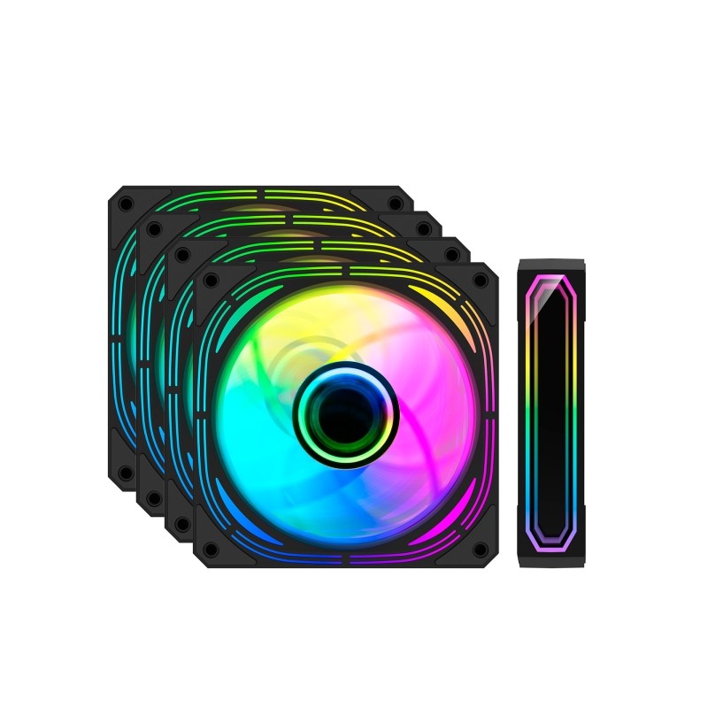 Coolbox Infinity Pro Kit 4 ventole ARGB - Effetto tunnel Infinity - Silenzioso - Cuscinetto idraulico - Flusso d'aria el