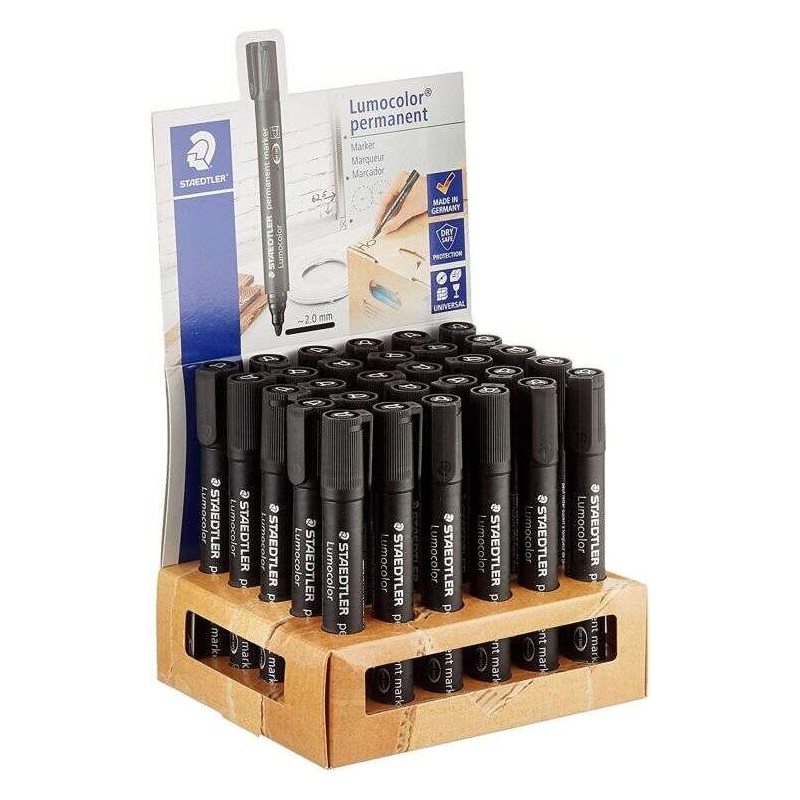 Staedtler Lumocolor 352 Display da 30 pennarelli permanenti - Punta tonda - Tratto 2 mm circa - Cappuccio con clip - Asc