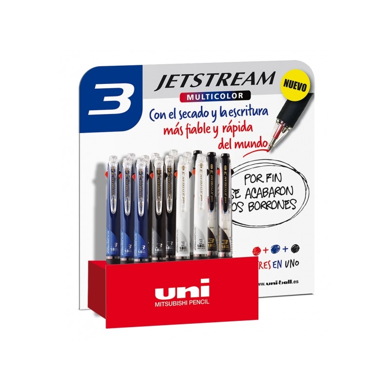 Uni-ball SXE3-400-10 JetStream Display di 15 penne a sfera tricolori - Penna a sfera da 1 mm - Penna a sfera con 3 color