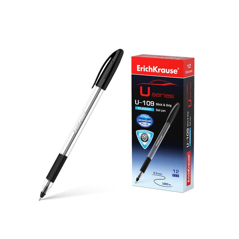Penna a sfera Erichkrause U-109 Classic StickeGrip 1.0 - Tecnologia Ultra Glide - Colore nero