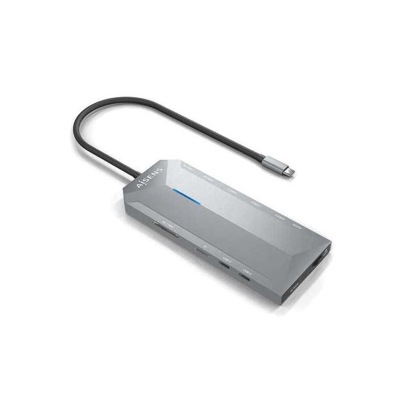 Aisens USB-C Dock 12 In 1 - Da USB-C a 2xHDMI - 1xRJ45 - 3xUSB-A - 2xUSB-C - 1xUSB-C PD - 1xAudio - 1xSD - 1xMicro SD - 