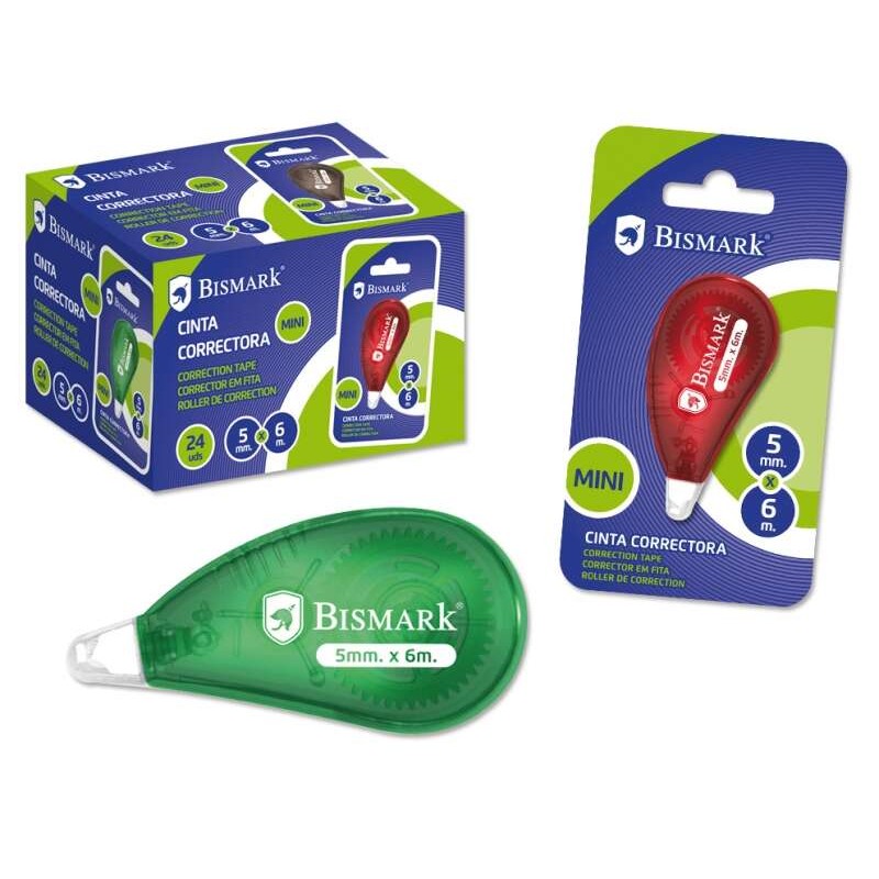 Nastro correttore Bismark Mini Mini Dry - Alta qualità - Correzione rapida - Non macchia - Non segna sulle fotocopie