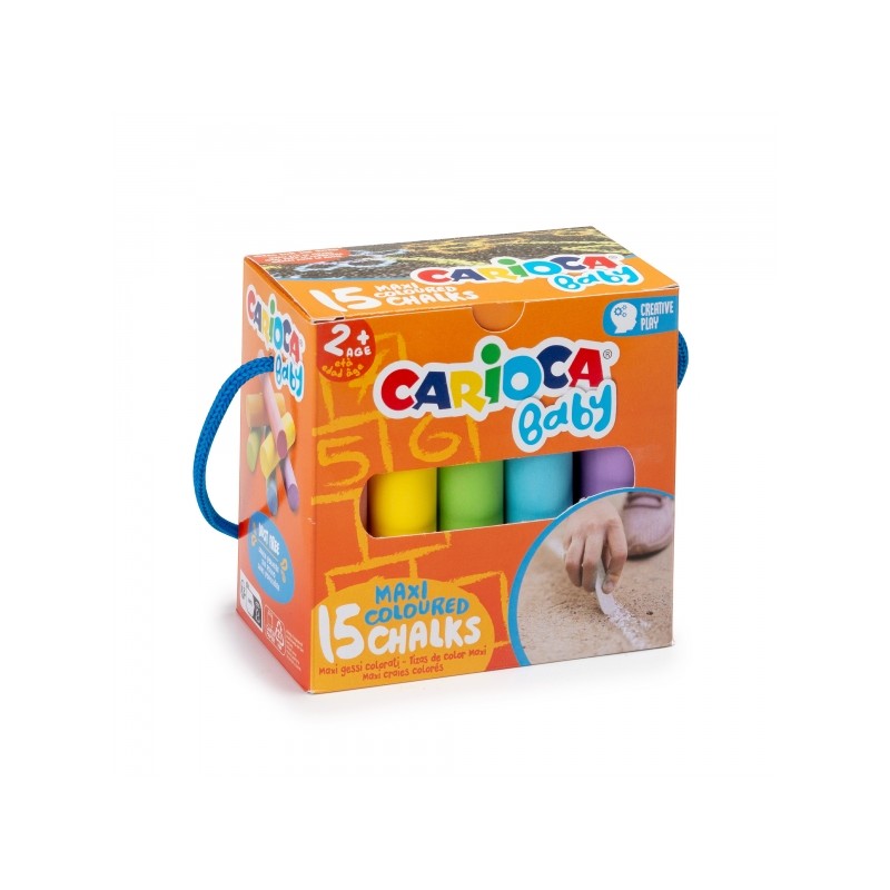 Gessetti Carioca Maxi Multicolour Baby Confezione da 15 gessetti - Senza polvere - Certificati a partire da 24 mesi - Co