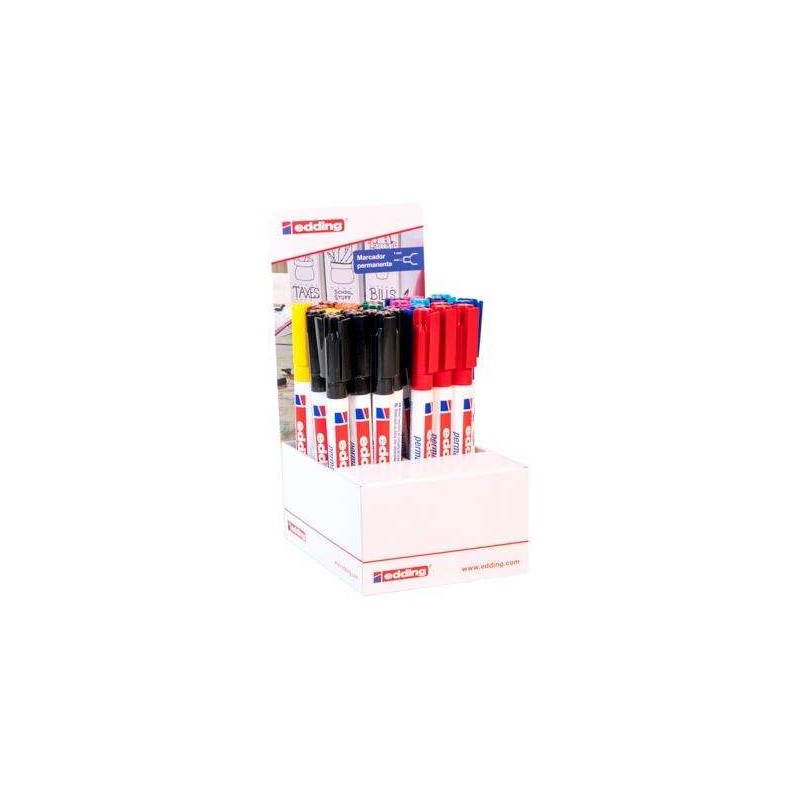 Edding 400 Display di 30 pennarelli permanenti - Punta tonda - Linea 1 mm - Ricaricabili - Asciugatura rapida - Colori a