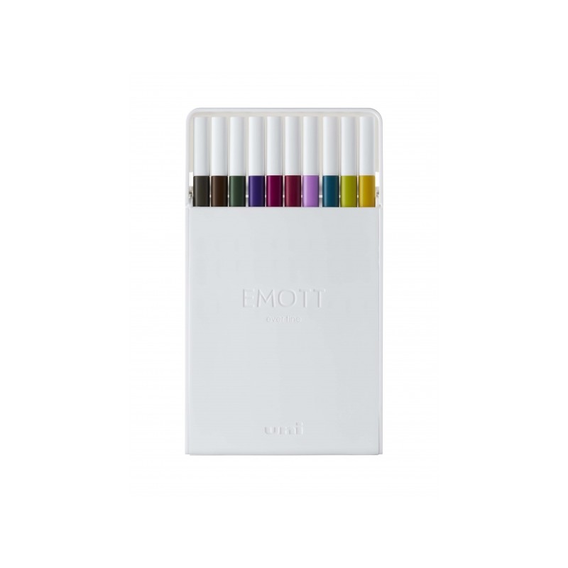 Uni-ball PEM-SY Set Nº3 Emott Calm-Tone Dark Confezione da 10 pennarelli a tratto fine - Punta da 0.4 mm - Inchiostro a