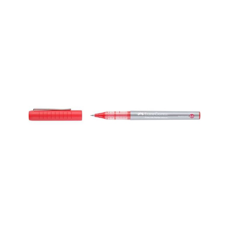 Penna a sfera Faber-Castell Roller Free Ink - Conica 0.5 mm - Linea extra fine - Clip in metallo - Colore rosso
