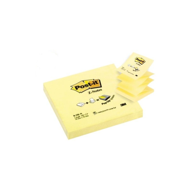 Blocchetto di 100 Z-Notes rimovibili Zig-Zag giallo canarino 76x76 mm - Carta certificata PEFC - 7100103164 - Colore gia