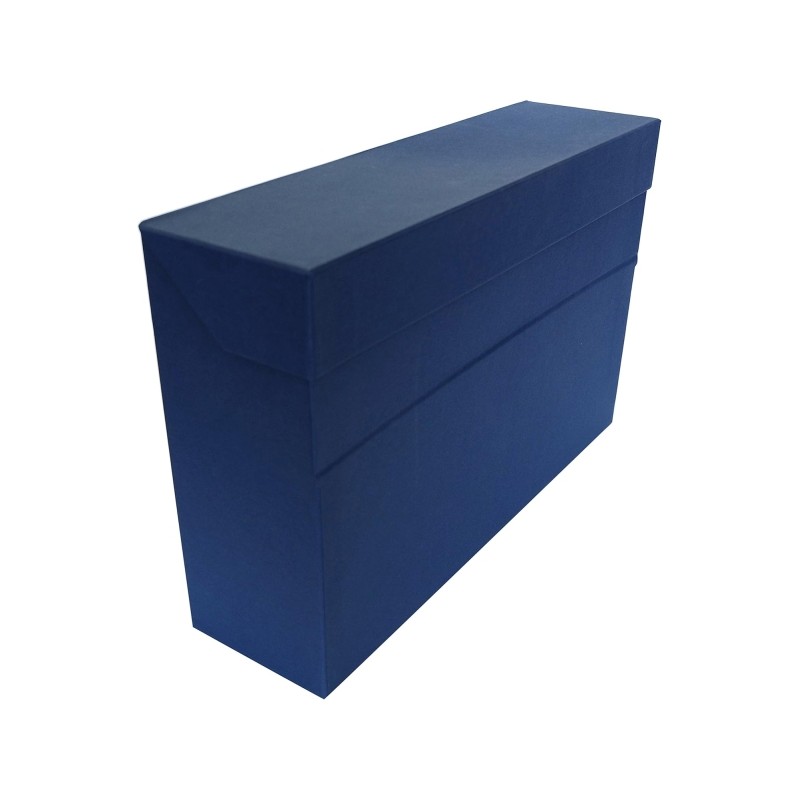 Scatola di trasferimento Elba - Cartone rivestito con tessuto Geltex - Coperchio con chiusura a pressione - Lembo pieghe