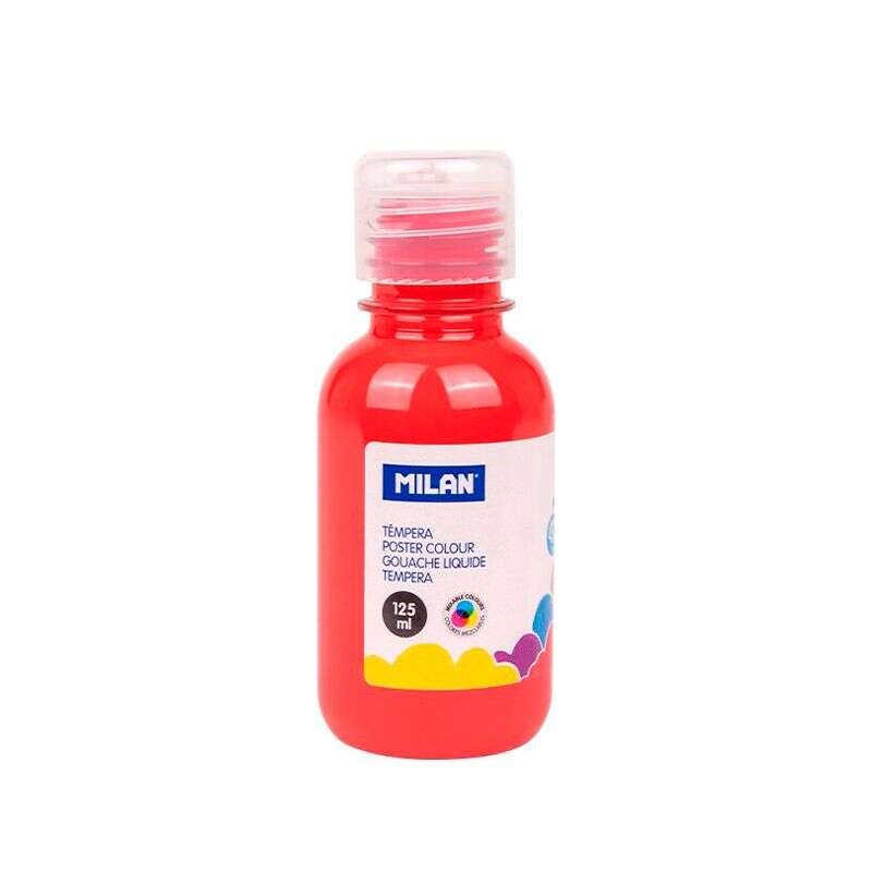 Bottiglia di tempera Milano 125ml - 125ml - Tappo dosatore - Asciugatura rapida - Miscelabile - Colore rosso