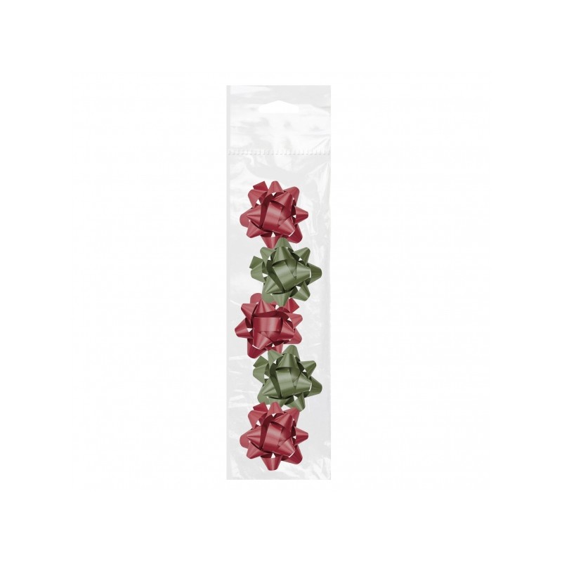 Dohe Chic Confezione da 5 fiocchi - A forma di stella - Misura 5.6 cm - Colori rosso e verde
