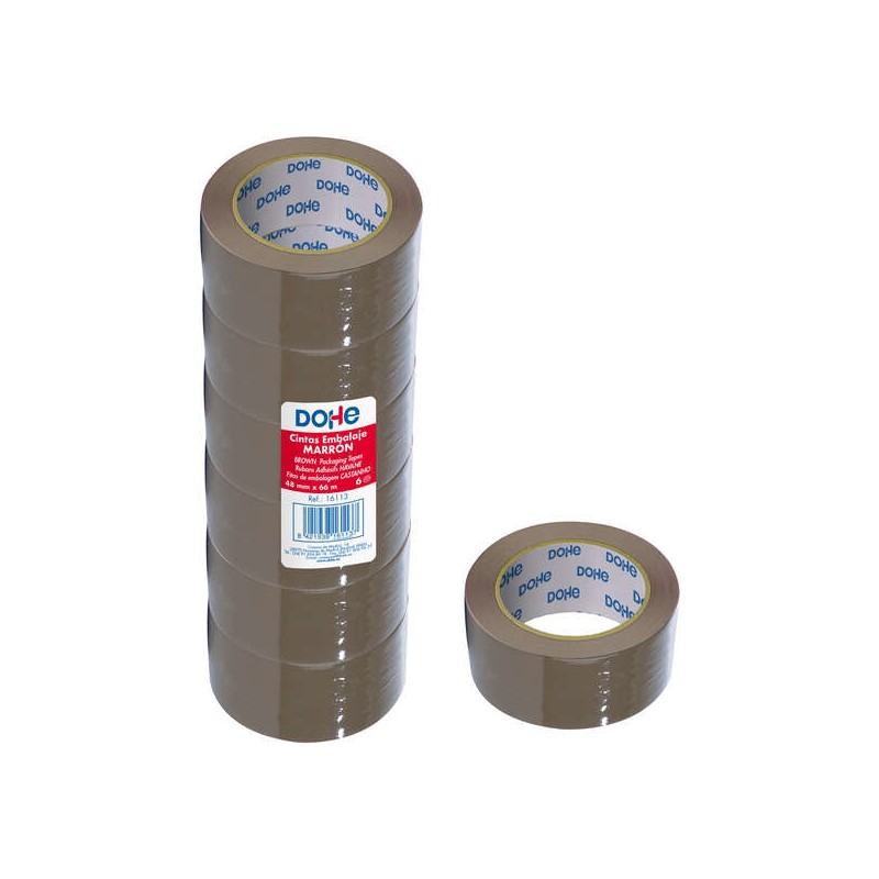 Dohe Confezione da 6 rotoli di nastro in polipropilene - Dimensioni 48 mm x 66 m - Colore marrone