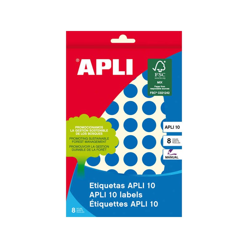 Apli Confezione da 616 etichette rotonde Ø13mm - 8 fogli per 77 etichette - Adesivo permanente - Adatto alla scrittura 