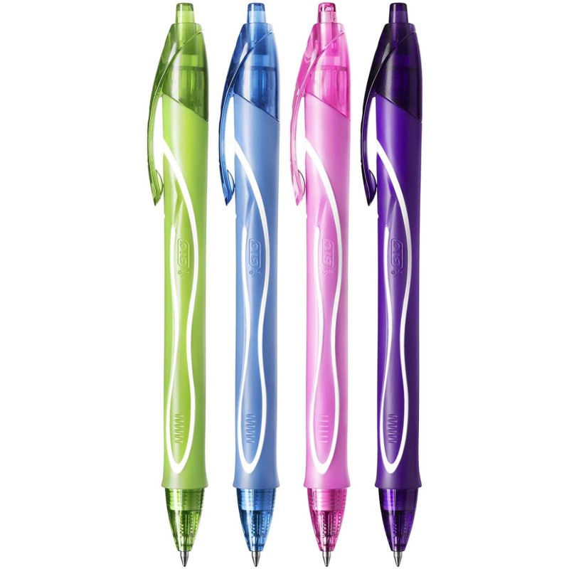 Bic Gel-Ocity Quick Dry Confezione da 12 penne a sfera retraibili in gel - Punta media 0.7 mm - Inchiostro gel - Anti-sb