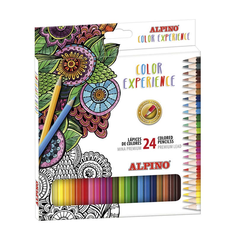 Alpino Color Experiencie Confezione da 24 matite colorate Premium a mina morbida - Colorazione omogenea e graduata - Col