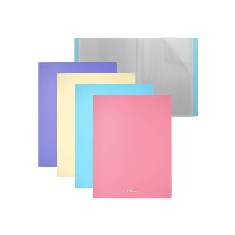 Erichkrause Matt Pastel Confezione da 4 cartelline con 20 tasche A4 - Colori assortiti