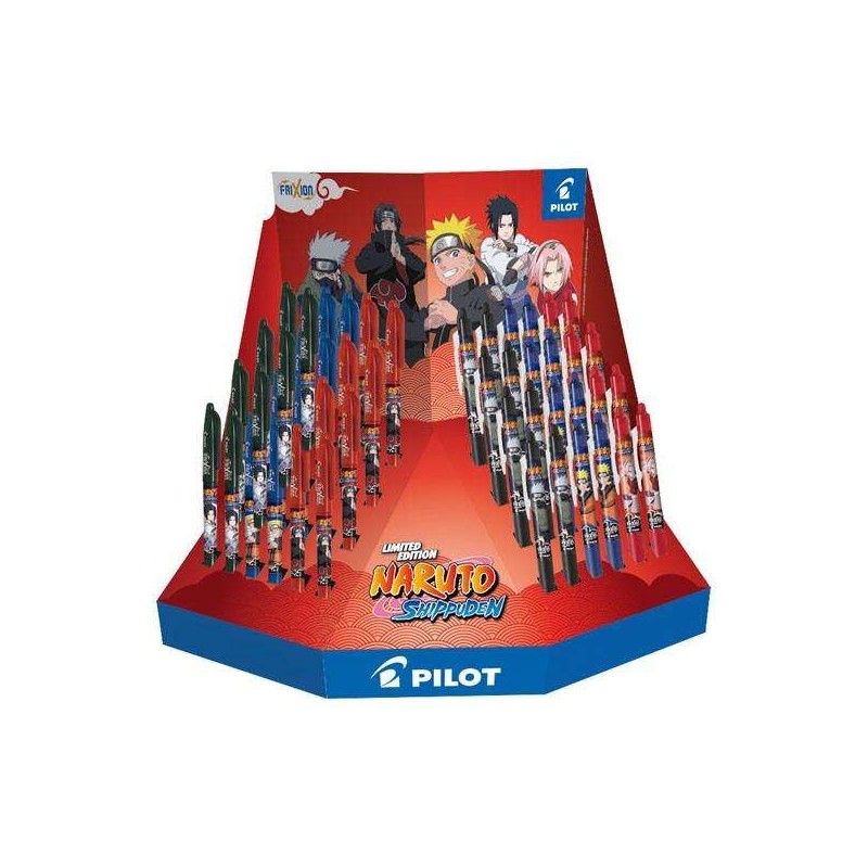 Pilot Naruto Display di 24 penne Frixion Clicker + 24 penne a sfera Frixion - Cancellabili - Ricaricabili - Colori assor
