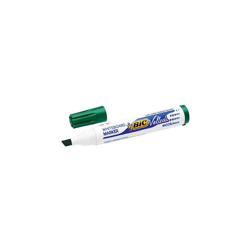 Bic Velleda 1751 ECOlutions Pennarelli per lavagne bianche - Punta smussata - Linea tra 3 mm e 5.5 mm - Inchiostro a bas