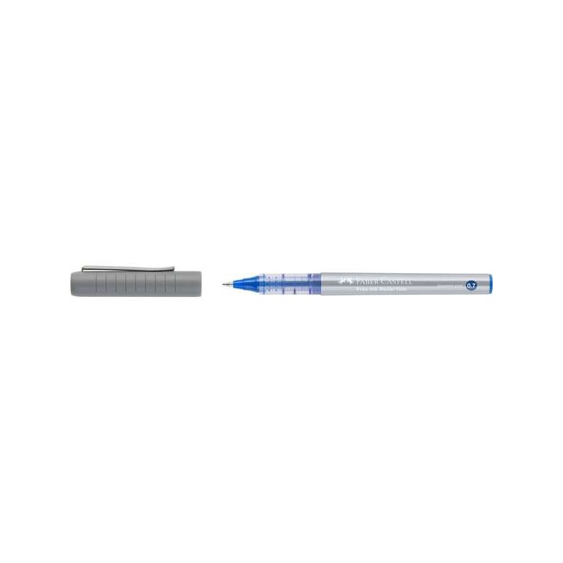 Penna a sfera Faber-Castell Roller Free Ink - Punta conica 0.7 mm - Riga fine - Clip in metallo - Colore blu