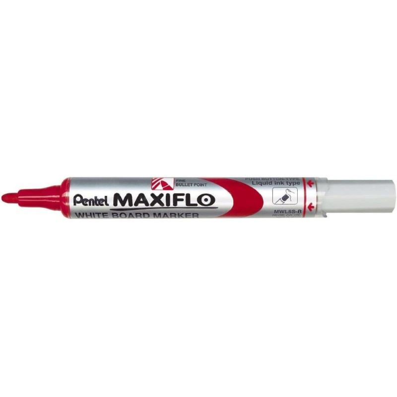 Pennarello Pentel Maxiflo per lavagne bianche - Controllo del flusso d'inchiostro - Punta a proiettile - Larghezza linea