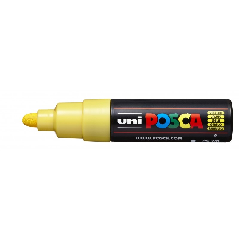 Posca PC-7M Pennarello - Punta a proiettile 4.5-5.5 mm - A base d'acqua - Resistente alla luce - Colore giallo
