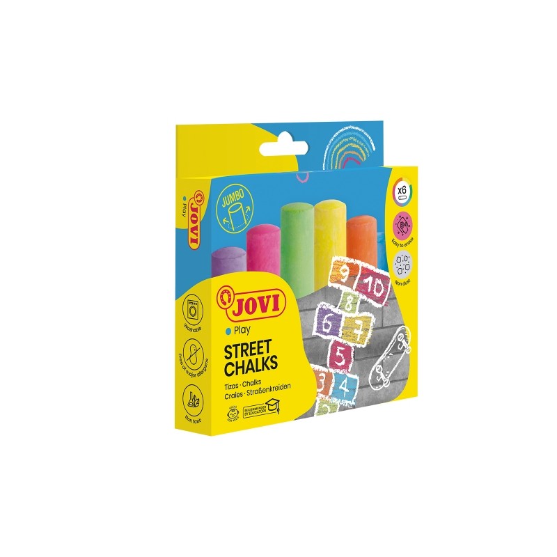 Set di 6 gessetti Jovi Street - Compatti - Senza polvere - Materie prime naturali - Linee nitide - Facili da cancellare 
