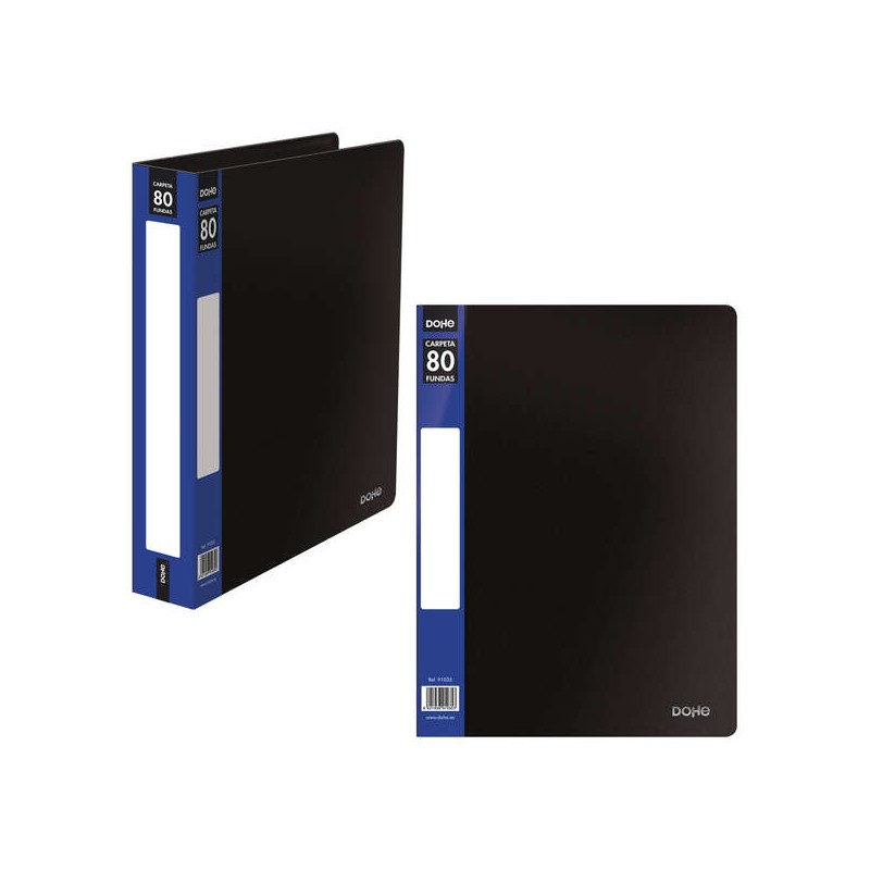 Cartella a libro Dohe A4 Din A4 - Copertina in polipropilene opaco - Tasca sul dorso - Manicotti trasparenti saldati - A